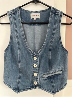 Lucky Brand Light Blue Denim Button-Front Vest